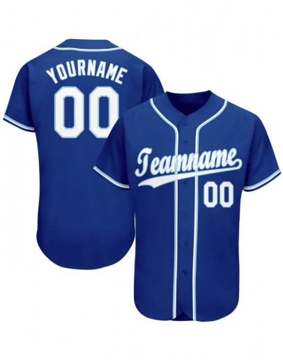 Custom Royal White-Light Blue Baseball Jersey