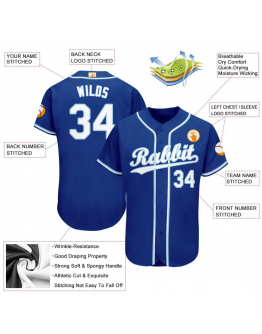 Custom Royal White-Light Blue Baseball Jersey